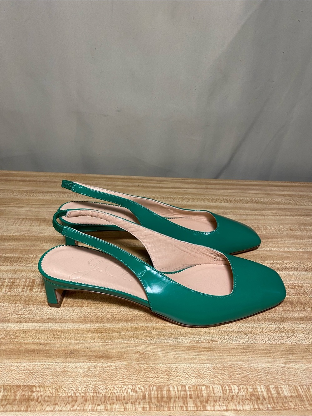 J Crew Layla Slingback Heels in Leather Brilliant Kelly Green Size 6